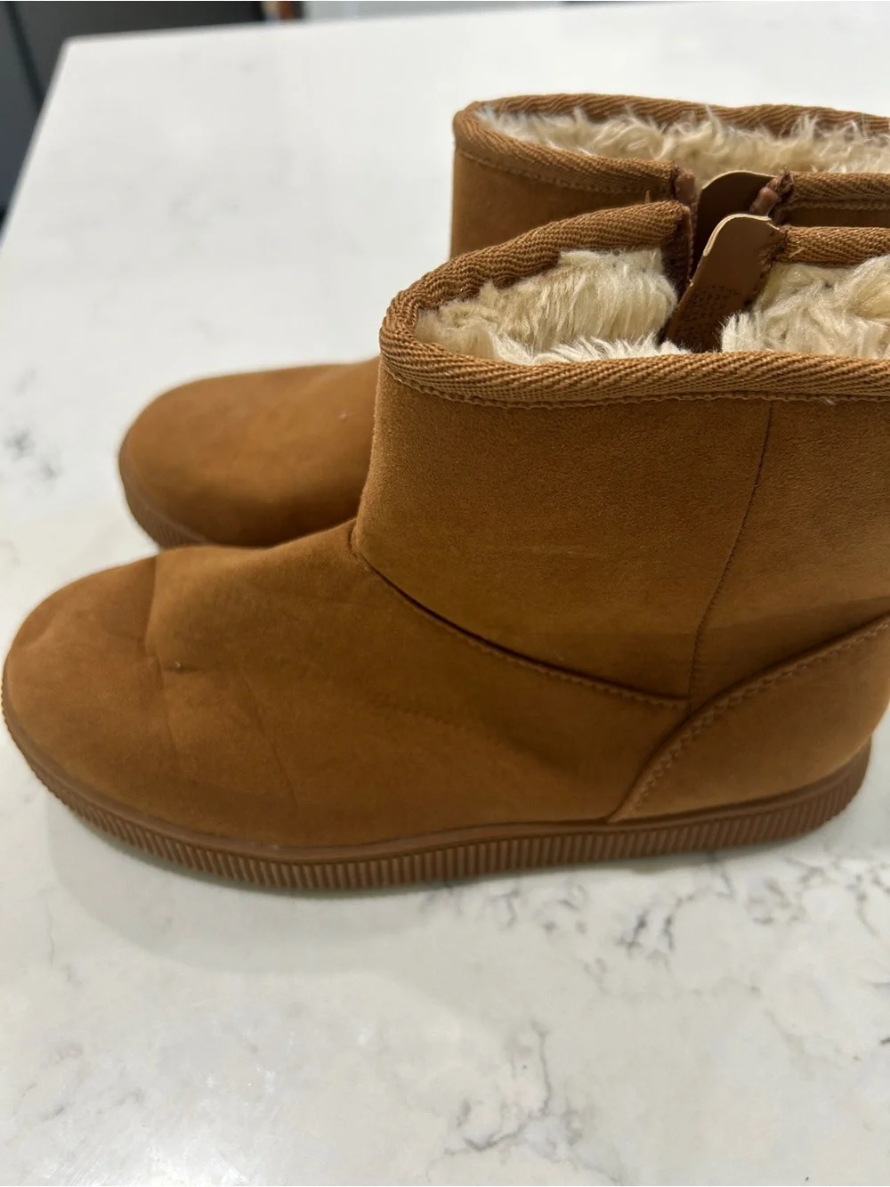 Kids Tan Faux-Fur Winter Boots